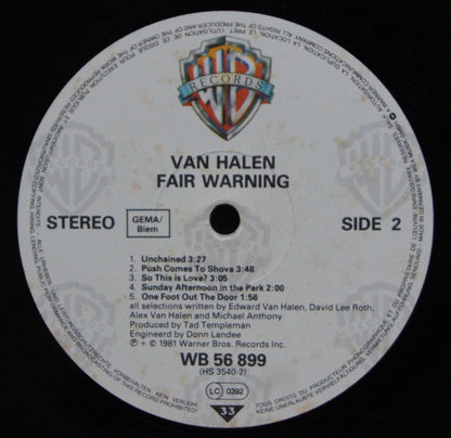 Van Halen : Fair Warning (LP, Album, Mis)