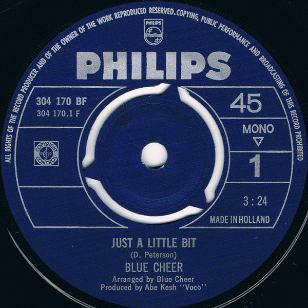 Blue Cheer : Just A Little Bit (7", Single, Mono)