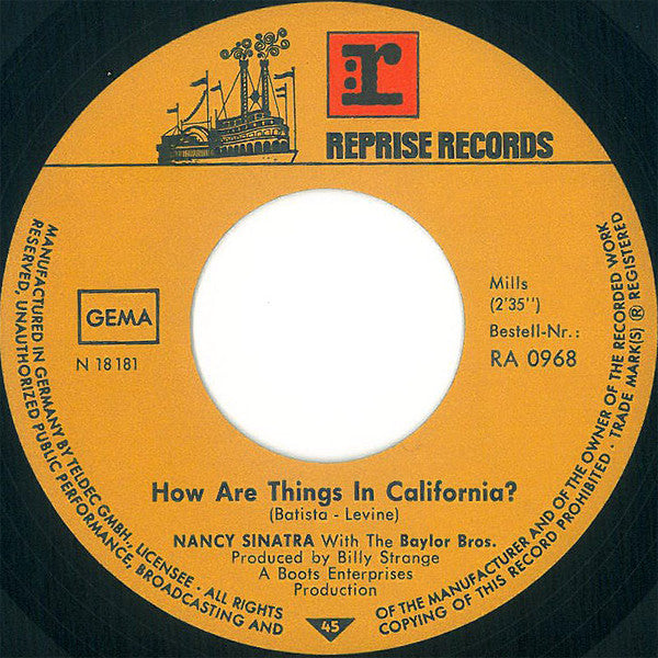 Nancy Sinatra : How Are Things In California? (7", Single)