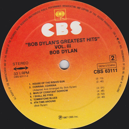 Bob Dylan : Bob Dylan's Greatest Hits Vol.III (LP, Comp, RE)