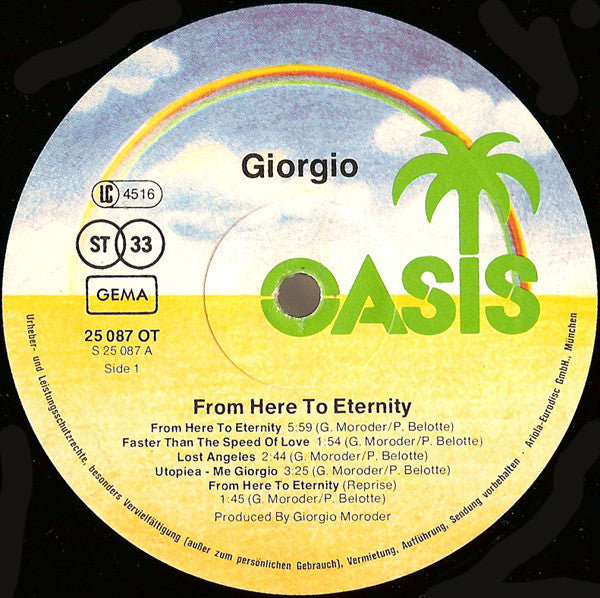 Giorgio Moroder : From Here To Eternity (LP, Album, P/Mixed)