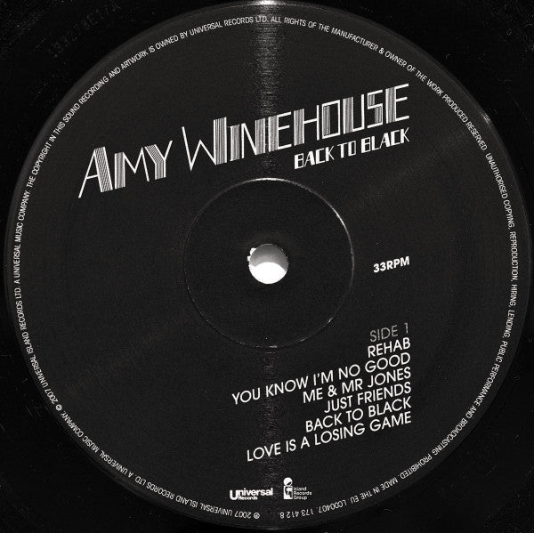 Amy Winehouse : Back To Black (LP, Album, RP, 180)