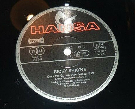 Ricky Shayne : Once I'm Gonna Stay Forever (12", Maxi)