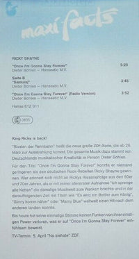 Ricky Shayne : Once I'm Gonna Stay Forever (12", Maxi)