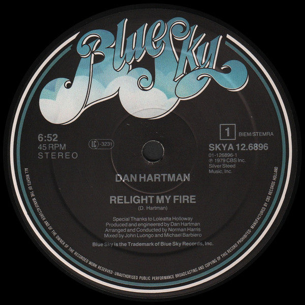 Dan Hartman : Relight My Fire (The Historical 1979 Re-Mix) (12", Maxi, P/Mixed)