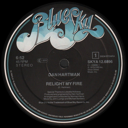 Dan Hartman : Relight My Fire (The Historical 1979 Re-Mix) (12", Maxi, P/Mixed)