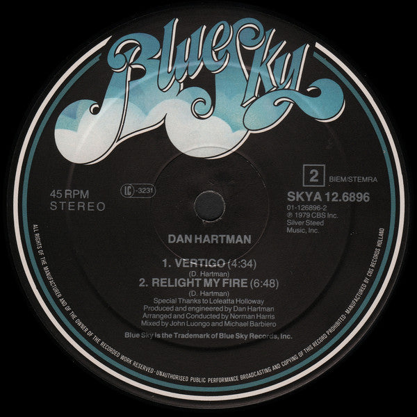 Dan Hartman : Relight My Fire (The Historical 1979 Re-Mix) (12", Maxi, P/Mixed)