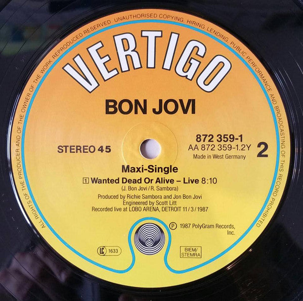 Bon Jovi : Born To Be My Baby (12", Maxi)
