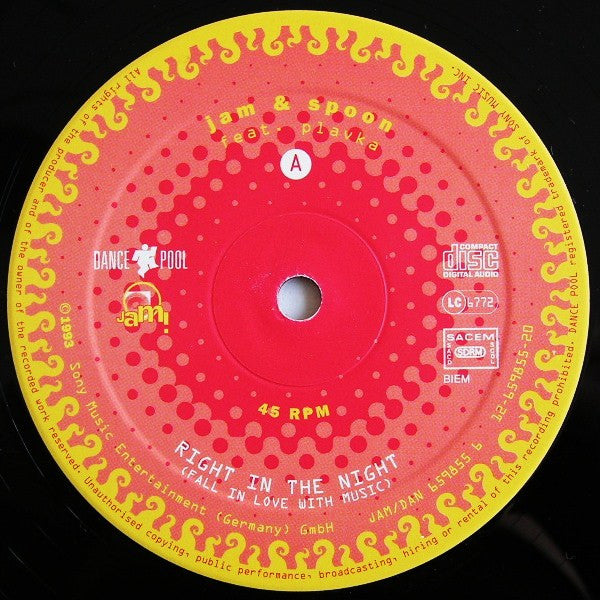 Jam & Spoon Feat. Plavka : Right In The Night (Fall In Love With Music) (12")