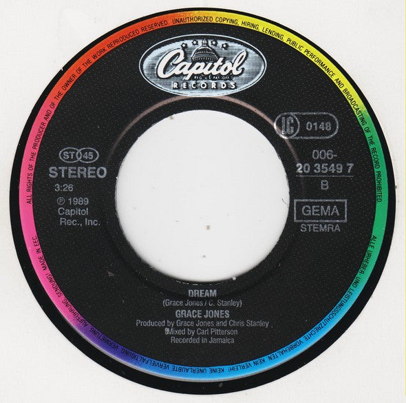 Grace Jones : Love On Top Of Love (Killer Kiss) (7")