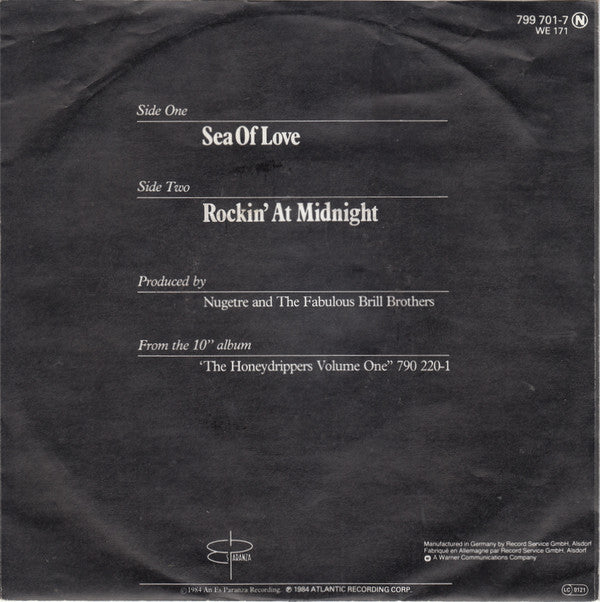 The Honeydrippers : Sea Of Love / Rockin' At Midnight (7", Single)