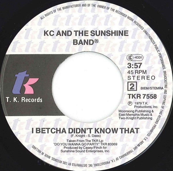 KC And The Sunshine Band* : Please Don't Go (7", Single)