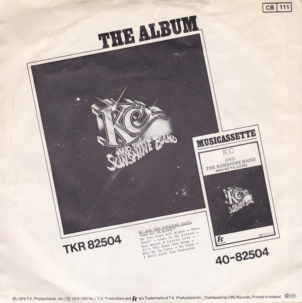 KC & The Sunshine Band : I Will Love You Tomorrow (7", Single)