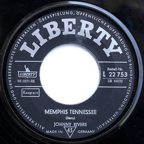 Johnny Rivers : Memphis Tennessee / It Wouldn't Happen With Me (7", Single)