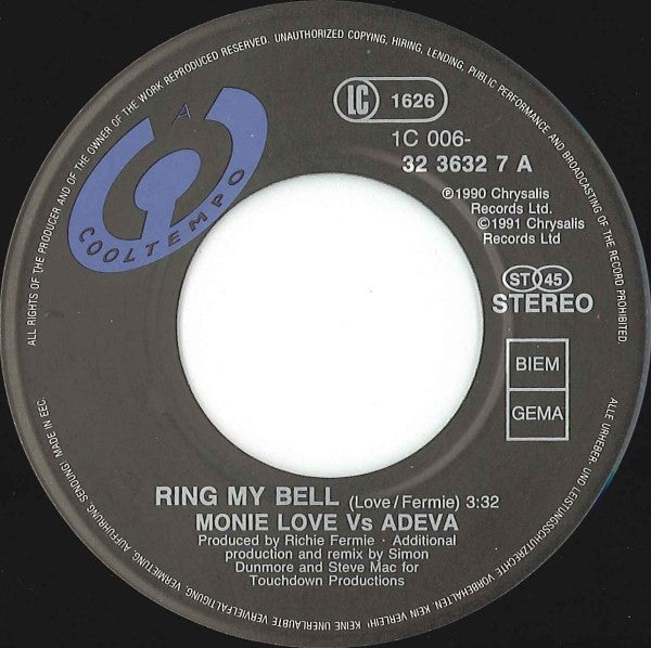 Monie Love Vs Adeva : Ring My Bell (7", Single)