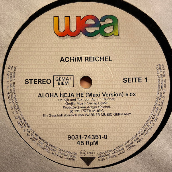 Achim Reichel : Aloha Heja He (12", Maxi)