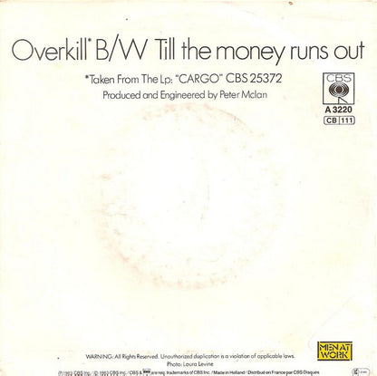 Men At Work : Overkill (7", Single)