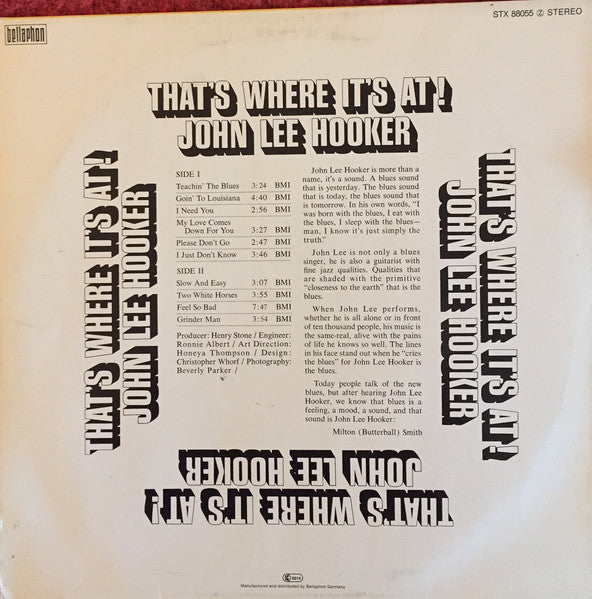 John Lee Hooker : That's Where It's At ! (LP, Album, RE)