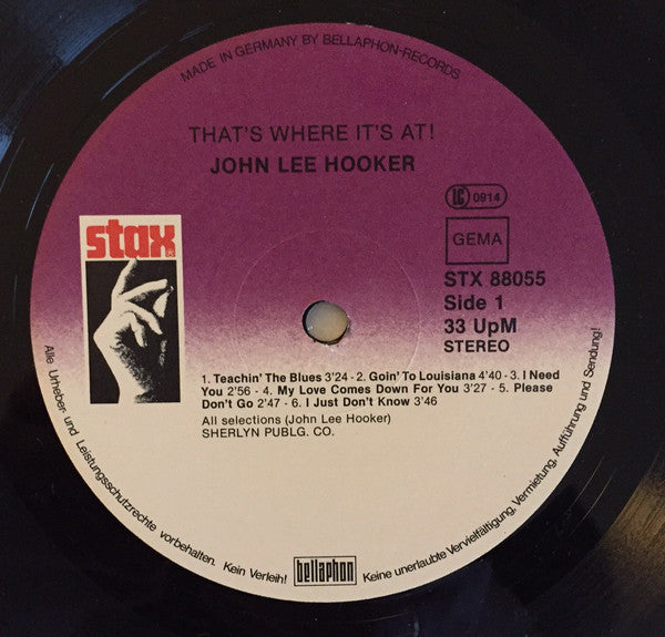 John Lee Hooker : That's Where It's At ! (LP, Album, RE)