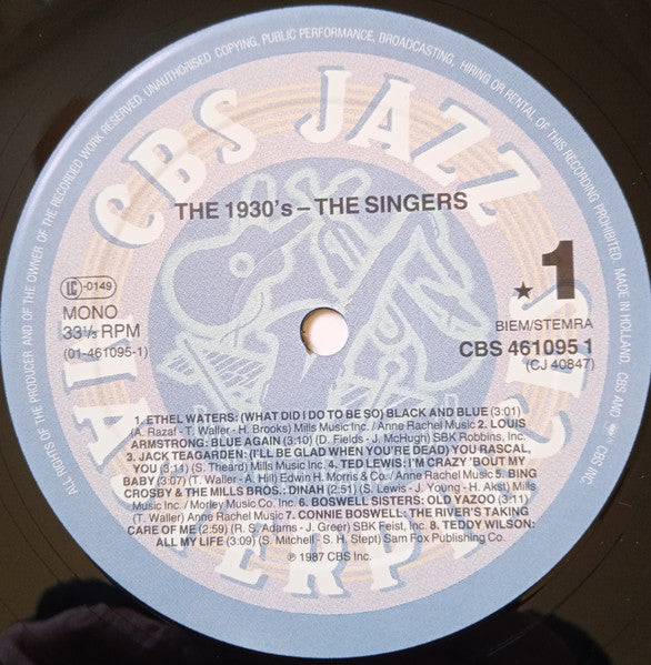 Various : The 1930's -The Singers (LP, Comp, RM)