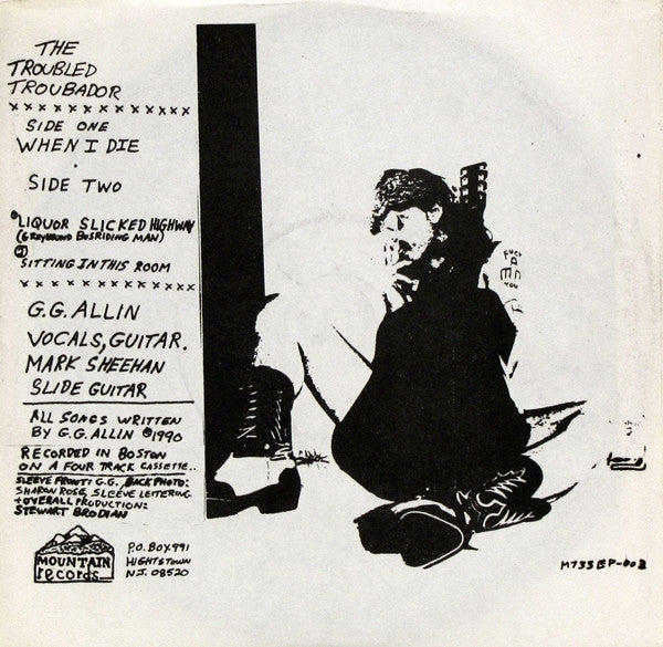 GG Allin : The Troubled Troubador  (7", EP, RE, Bla)