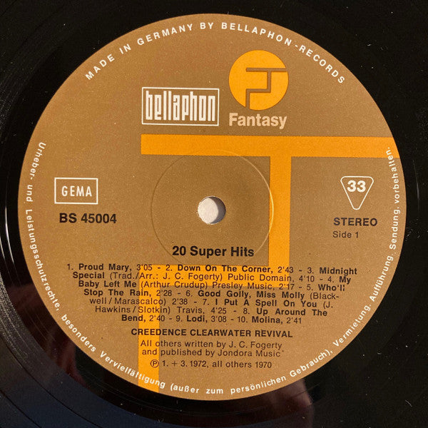 Creedence Clearwater Revival : 20 Super Hits (LP, Comp)