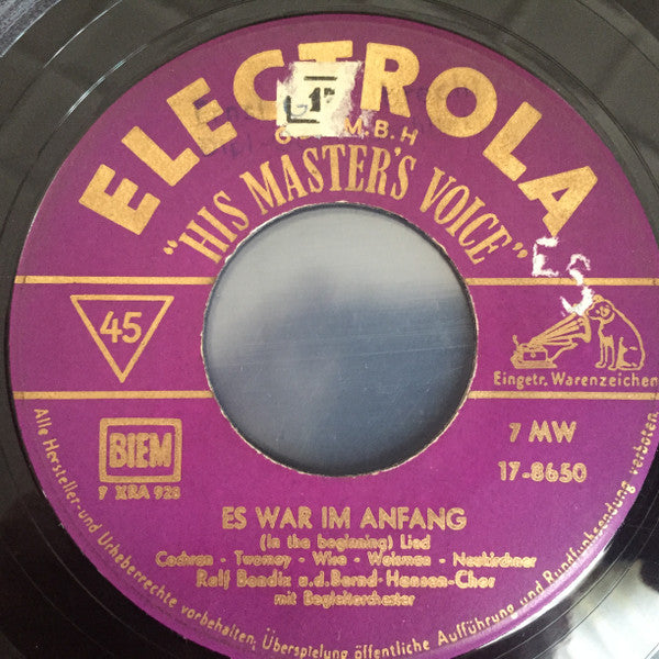 Ralf Bendix : Es War Im Anfang (7", Single)