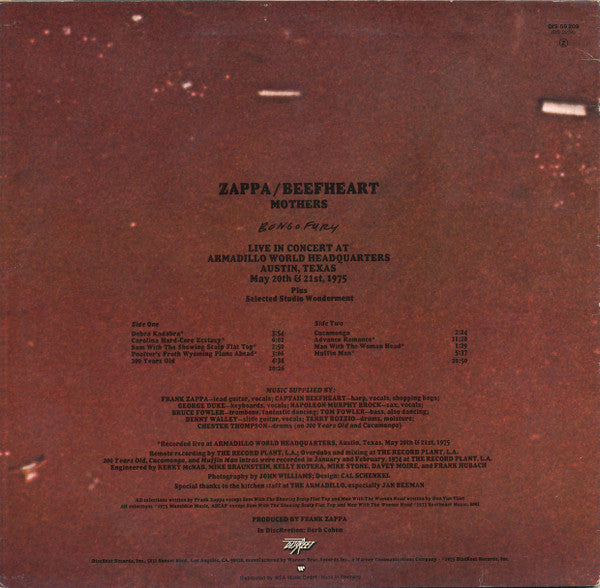 Zappa* / Beefheart* / Mothers* : Bongo Fury (LP, Album)