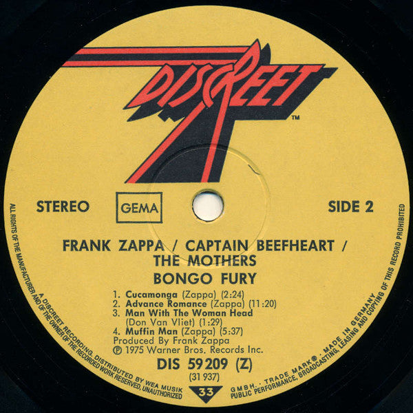 Zappa* / Beefheart* / Mothers* : Bongo Fury (LP, Album)