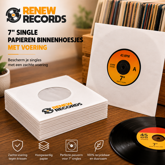 Papieren single 7'' binnenhoesjes met voering 10 stuks