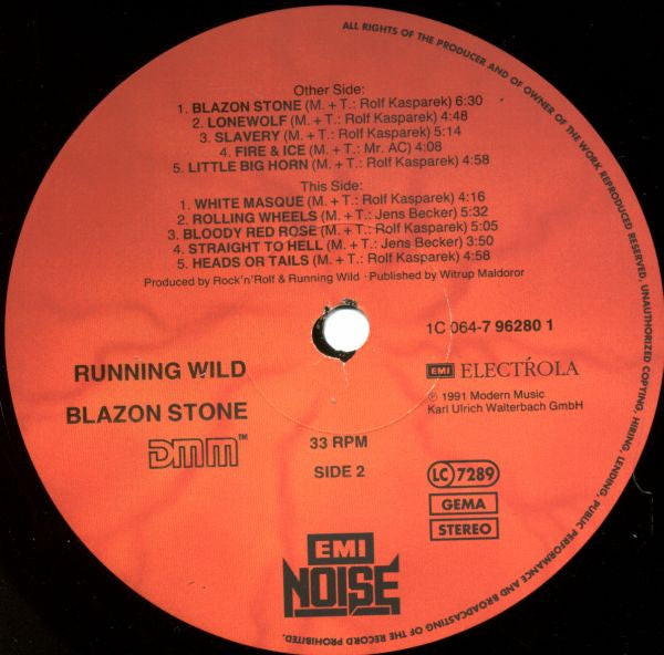 Running Wild : Blazon Stone (LP, Album)