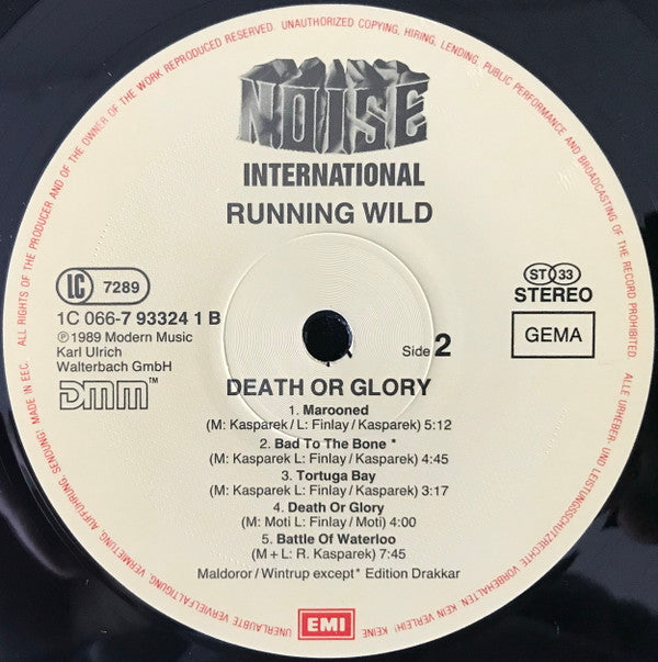 Running Wild : Death Or Glory (LP, Album, Noi)