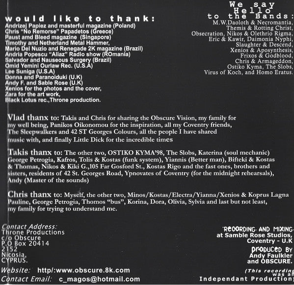 Obscure (17) : Global Obscurity (7", EP, Ltd, Bla)