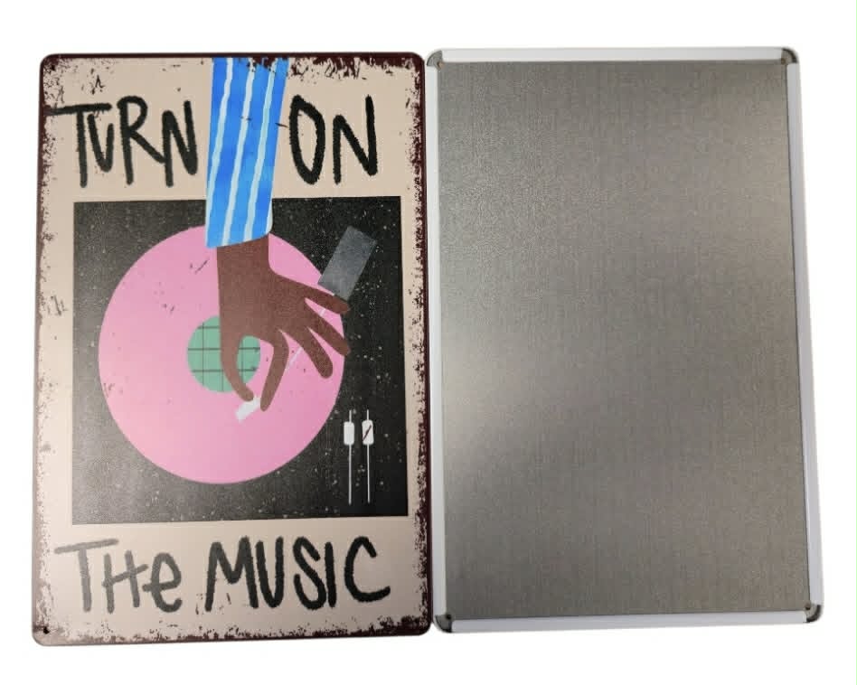 🎵 Turn on the music - blikken bord 20x30cm