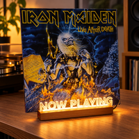 NOW PLAYING LED Vinyl Display – Houten LP Standaard met Verlichting!
