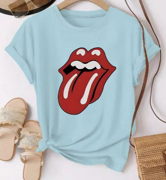 Rolling Stones Dames T-shirt 👄 Blauw