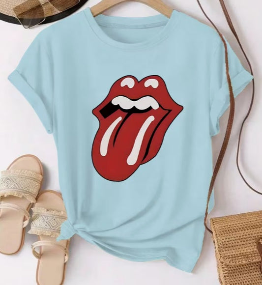Rolling Stones Dames T-shirt 👄 Blauw