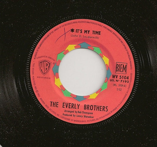 Everly Brothers : It's My Time / Empty Boxes (7", Single)