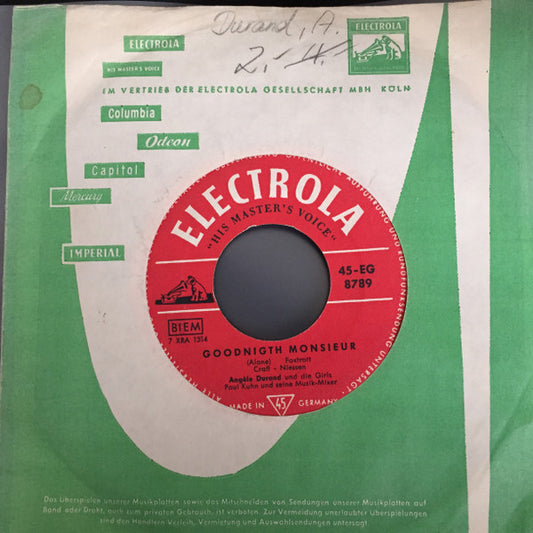 Angèle Durand : Goodnigth Monsieur / Die Girls (7", Single, Mono)
