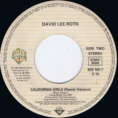 David Lee Roth : California Girls (7", Single)
