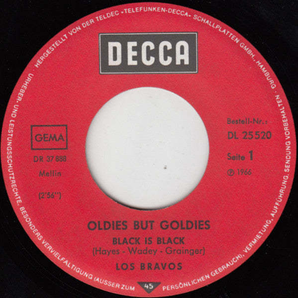 Los Bravos : Black Is Black / Bring A Little Lovin' (7", Single, Mono)