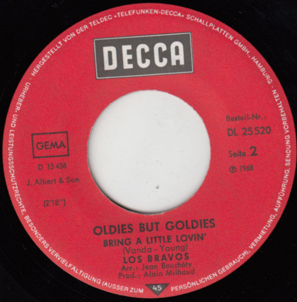 Los Bravos : Black Is Black / Bring A Little Lovin' (7", Single, Mono)