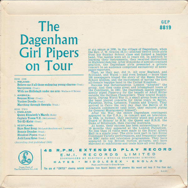 Dagenham Girl Pipers : The Dagenham Girl Pipers On Tour (7", EP)