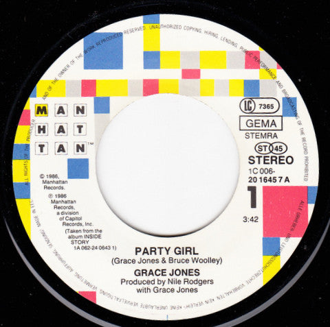 Grace Jones : Party Girl (7", Single)