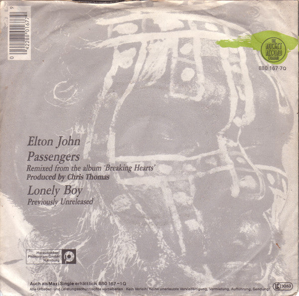 Elton John : Passengers (7", Single)