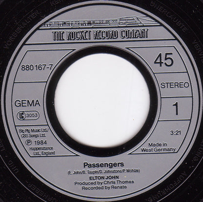 Elton John : Passengers (7", Single)