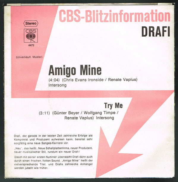 Drafi Deutscher : Amigo Mine / Try Me (7", Single, Promo)