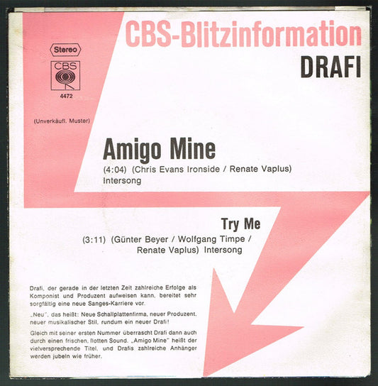 Drafi Deutscher : Amigo Mine / Try Me (7", Single, Promo)