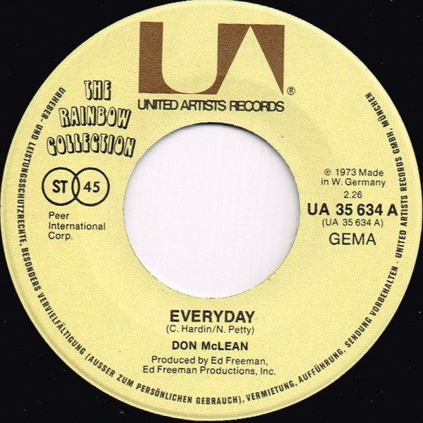 Don McLean : Every Day (7", Single)