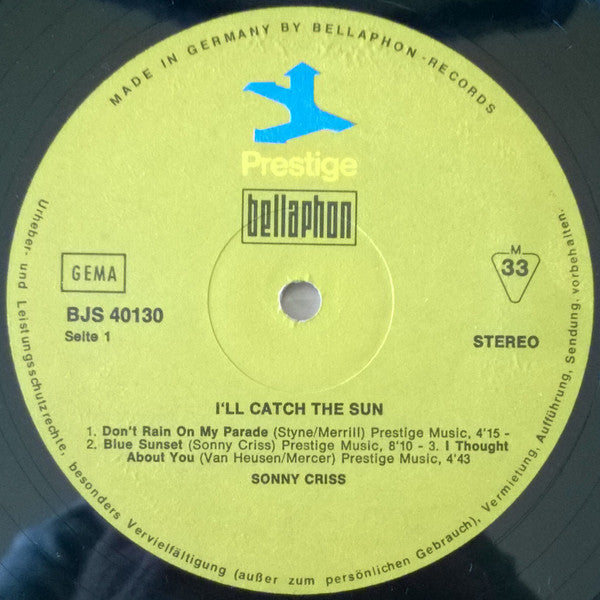 Sonny Criss : I'll Catch The Sun! (LP, Album)